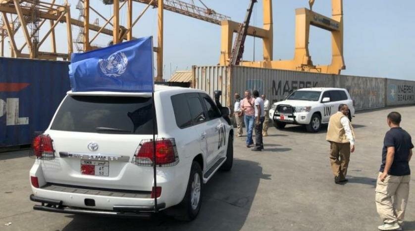 مراقبون أمميون في أحد موانئ الحديدة ـ أرشيف